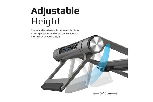 Base con soporte para laptop PROMATE usb-c hub 4k 100w Gris en Itau