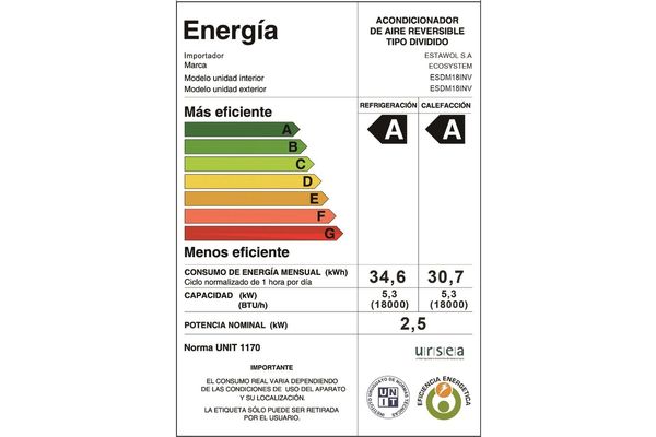 Aire acondicionado Ecosystem 18.000 BTU Inverter con wifi en Itau