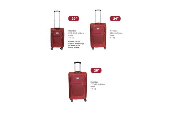 Set de 3 Valijas de Tela SWISS ARMOR Expand Color Rojo en Itau